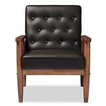 Load image into Gallery viewer, Baxton Studio Sorrento Mid-Century Retro Modern Faux Leather Upholstered Wooden Lounge Chair, Brown
