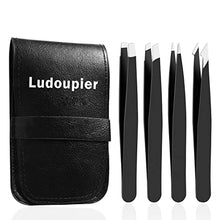 Load image into Gallery viewer, LUDOUPIER [4+1 Pieces] Tweezers Set with Travel Case, Great Precision Upgrade Professional Anti-rust Alloy Tweezers for Women &amp; Men, Multi-purpose as Eyebrows Facial Hair Ingrown Hair Removal
