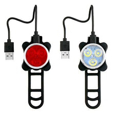 Load image into Gallery viewer, 4 Pieces USB Rechargeable Bicycle Light Front Back Bike Lights Set with 1 Piece 360 Degree Rotation Silicone Bicycle Phone Mount Bike Accessories Bike Phone Holder
