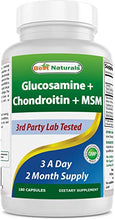 Load image into Gallery viewer, Best Naturals Glucosamine Chondroitin and MSM (Non-GMO) - Promotes Joint Health - 180 Count
