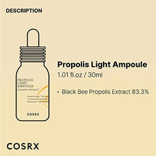 Load image into Gallery viewer, COSRX Propolis Ampoule, Glow Boosting Serum for Face with 73.5% Propolis Extract, 1.01 fl.oz / 30ml, Hydrating Essence for Sentsitive Skin, Fine Lines, Uneven Skintone, Not Tested on Animals, No Parabens, No Sulfates, No Phthalates, Korean Skincare
