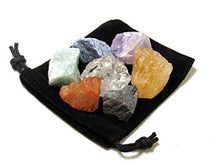 Load image into Gallery viewer, Zentron Crystal Collection Seven Stones Gemstone Chakra Set with Velvet Pouch Amethyst Carnelian Citrine Sodalite Green Aventurine Hematite Clear Quartz (Rough)
