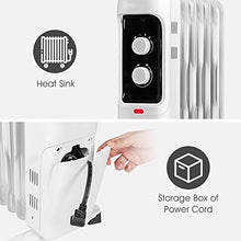 Load image into Gallery viewer, GOFLAME 1500W Oil Filled Radiator Heater, Electric Space Heater with 3 Heating Modes, Adjustable Thermostat, Tip-Over &amp; Overheat Protection, Powerful Oil Heater for Home and Office (White)
