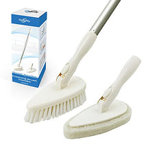 Load image into Gallery viewer, Qaestfy Shower Scrubber &amp; Cleaning Brush Combo Tub and Tile Scrubber Cleaner Scrub Brushes with 51'' Long Handle Tool for Bathroom Bathtub Wall Mop Scrubbing Model QAE002
