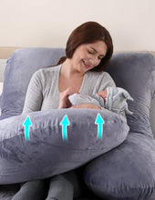 Load image into Gallery viewer, Momcozy Pregnancy Pillows, U Shaped Full Body Maternity Pillow with Removable Cover, 57 Inch Pregnancy Pillows for Sleeping, Grey
