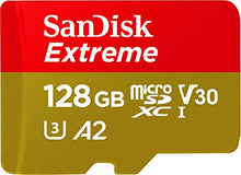 Load image into Gallery viewer, SanDisk 128GB Extreme microSDXC UHS-I Memory Card with Adapter - Up to 160MB/s, C10, U3, V30, 4K, A2, Micro SD - SDSQXA1-128G-GN6MA
