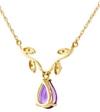 Load image into Gallery viewer, Galaxy Gold 14k White, Rose, Yellow Gold Amethyst and Diamond Vine Branch Design Pendant Necklace with 1.52 Carats (Carat Total Weight) Natural Diamonds &amp; Pear-Shaped Purple Amethyst (yellow-gold, 20)
