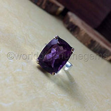 Load image into Gallery viewer, amethyst ring, dark purple amethyst solitaire ring, february birthstone jewelry, purple 925 sterling silver, men's engagemnet band, eternity love promise ring band
