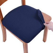 Load image into Gallery viewer, smiry Seat Covers for Dining Room Chairs Stretch Jacquard Dining Room Chair Seat Covers Set of 2, Navy Blue
