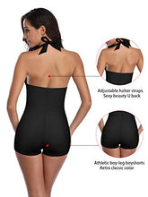 Load image into Gallery viewer, Century Star Women Bathing Suits Halter Top Vintage Inspired Boy-Leg Bathing Suits One Piece Ruched Monokinis Swimsuit A Vacation Red 4-6
