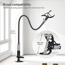 Load image into Gallery viewer, Gooseneck Bed Phone Holder, SAIJI Flexible Long Arm Phone Mount for Desk, Clip Bracket Clamp Stand for 4.0-6.5'' Mobile Cell Phone Stand Document Camera Nintendo Switch (Black)
