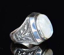 Load image into Gallery viewer, Sterling Silver Men Ring,Natural Rainbow Moonstone Gemstone, Free Express Shipping
