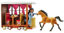 Load image into Gallery viewer, Mattel Spirit Untamed Lucky’s Train Home Playset, Train with Rolling Wheels Balcony, Dining Accessories, Lucky Doll (7-in), Spirit (Approx.8-in) &amp; More
