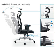 Load image into Gallery viewer, Ticova Ergonomic Office Chair - High Back Desk Chair with Adjustable Lumbar Support &amp; Thick Seat Cushion - 140°Reclining &amp; Rocking Mesh Computer Chair with Adjustable Headrest, Armrest
