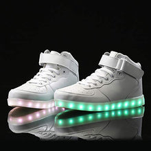Load image into Gallery viewer, IGxx Men LED Light Up Sneakers for Men High Top LED Shoes Light Up USB Recharging Shoes Women Glowing Luminous Flashing Light Shoes LED Kids Halloween White
