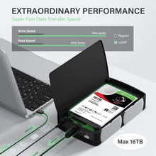 Load image into Gallery viewer, FIDECO SATA Hard Drive Enclosure Case with Fan, USB 3.0 SATA hdd enclosure for 2.5/3.5 inch SATA HDD/SSD, External Hard Drive Case,Support Up to 16TB
