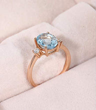 Load image into Gallery viewer, Duan Fashion Jewelry 14k Gold Filled Natural Aquamarine Crystal Ring, Blue Topaz Natural Gemstone Engagement Wedding Ring Lady Size 6-10 (Size 7)
