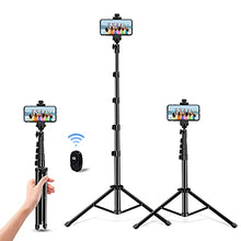 Load image into Gallery viewer, Selfie Stick Tripod, 64 inch Extendable Tripod Stand Phone Tripod Camera Tripod Wireless Remote Shutter Compatible with iPhone 13 12 11 pro Xs Max Xr,Android/Cameras
