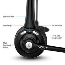 Load image into Gallery viewer, Vont Bluetooth Headset with Microphone, V5.0, Wireless Headset, CVC 6.0 Noise Cancel, Bluetooth Headphones with Mic, Phone Headset, Headsets Suitable for VOIP, Skype, Call Centers, Offices, Trucker
