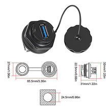 Load image into Gallery viewer, UMLIFE USB 3.0 Connector, 2PCS Electrical USB3.0 Female to Female IP67 Waterproof Connector, Double Head Coupler Adapter, Socket Plug Panel Mount with Waterproof/Dust Cap
