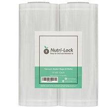 Load image into Gallery viewer, Nutri-Lock Vacuum Sealer Bags. 2-Pack 8"x50' Commercial Grade Food Saver Bags Rolls. Nutri-lock Bags Work with Foodsaver. Perfect for Sous Vide.
