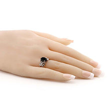 Load image into Gallery viewer, Gem Stone King 925 Sterling Silver Black Onyx Women's Engagement Ring (2.60 Cttw Oval 9X7MM) (Size 8)
