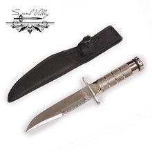 Load image into Gallery viewer, SV Dagger Knife Good Dual Edge Knife with Fix Half Serrated Blade Best Tactical Knife for Survival &amp; Defense (Silver)
