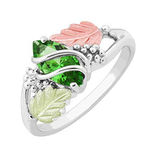 Load image into Gallery viewer, Marquise Synthetic Emerald May Birthstone Wrap Ring, Sterling Silver, 12k Green and Rose Black Hills Gold Size 5.5
