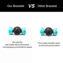 Load image into Gallery viewer, M MOOHAM Lava Rock Bracelet - 8mm Lava Rock Bead Blue Turquoise Anxiety Bracelet, Men Women Stress Relief Yoga Beads Aromatherapy Essential Oil Diffuser Healing Bracelets
