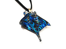 Load image into Gallery viewer, Handmade Manta Ray Stingray Art Glass Blown Sea Animal Figurine Pendant Necklace Jewelry - Blue
