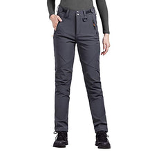 Load image into Gallery viewer, FREE SOLDIER Outdoor Women's Soft Shell Fleece Lined Ski Pants Winter Lightweight Hiking Cargo Nylon Pants with Multi-Pockets (Dark Gray Small/US 4-6)
