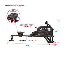 Load image into Gallery viewer, Sunny Health &amp; Fitness Water Rowing Machine Rower w/LCD Monitor - Obsidian SF-RW5713
