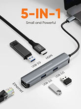 Load image into Gallery viewer, 5-in-1 USB C Hub Multiport Adapter, CableCreation USB C Hub 4K 60Hz Bundle with USB C to 3.5mm Headphone and Charger Adapter,
