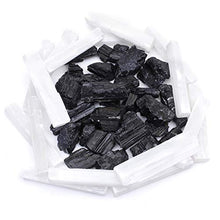 Load image into Gallery viewer, Dancing Bear Black Tourmaline &amp; Selenite Combo Pack (1 LB Each) Bulk Rough Raw Natural Stones for Good Vibes, EMF &amp; Radiation Protection, Healing Crystals, Info Cards, Cleansing Energy, Made in USA
