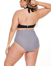 Load image into Gallery viewer, IN'VOLAND Women Plus Size V Neck Bikini High Waist Halter Two Piece Swimsuit Sporty Tummy Control Bathing Suit
