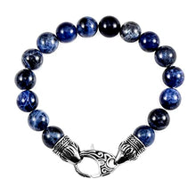Load image into Gallery viewer, Crucible Sodalite Stone Antiqued Steel Clasp Beaded Bracelet (10mm) - 8"
