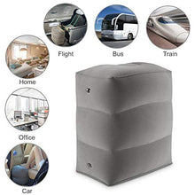 Load image into Gallery viewer, Inflatable Travel Foot Rest Pillow | Kids Airplane Bed | Adjustable Height Leg Pillow | Make a Flat Bed for Kids and Toddlers | Great for Airplane, Train, car（Grey, 2 Pack）
