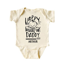 Load image into Gallery viewer, Happy First Fathers Day Onesie Boy, Cute Fathers Day Gifts from Baby Girl, Twins, Personalized 1st Father's day gifts for new Dad. Father's Day 2021 Outfit Daughter, Son. CREAM BCO1
