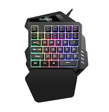 Load image into Gallery viewer, CHUNUO One-Handed Mechanical Gaming Keyboard, USB Wired Rainbow Letters Glowing Luminous with Wrist Rest, Gaming Keyboard Set (Keyboard + Ordinary Mouse)

