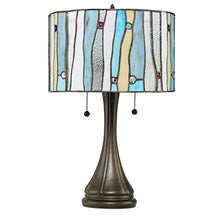 Load image into Gallery viewer, Serena D'italia Tiffany Style Table Lamps Contemporary, Mosaic Stained Glass Lamp, Antique, Victorian, Vintage Styling, Double Pull Chain (Blue, White, Yellow)
