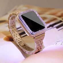 Load image into Gallery viewer, DSYTOM Compatible Apple Watch Band 38mm 40mm 42mm 44mm with Case Women,Rhinestone Metal Jewelry Wristband Strap with Bling PC Protective Case Replacement for iWatch Series 5 4 3 2 1(38mm Champagne)
