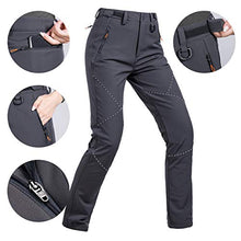 Load image into Gallery viewer, FREE SOLDIER Outdoor Women's Soft Shell Fleece Lined Ski Pants Winter Lightweight Hiking Cargo Nylon Pants with Multi-Pockets (Dark Gray Small/US 4-6)
