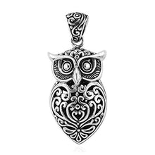 Load image into Gallery viewer, 925 Sterling Silver Owl Oxidized Tribal Pendant Necklace for Women Jewelry Anniversary 8 g
