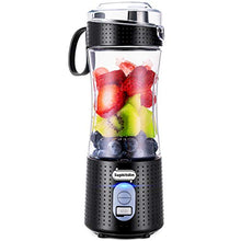 Load image into Gallery viewer, Supkitdin Portable Blender, Personal Mixer Fruit Rechargeable with USB, Mini Blender for Smoothie, Fruit Juice, Milk Shakes, 380ml, Six 3D Blades for Great Mixing (Black)
