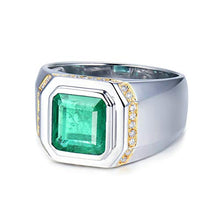 Load image into Gallery viewer, Daesar 18K White Gold Ring Men, Band Ring with 2.5ct Emerald Promise Rings White Gold Ring Size 8.5
