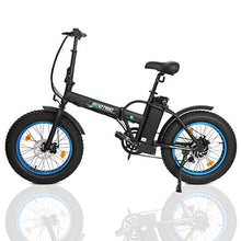 Load image into Gallery viewer, ECOTRIC Electric Fat Tire Bicycle Folding Bike 36V 12Ah 500W Lithium Battery Beach Snow Mountain 20" Ebike Moped - Extra Free Rear Rack(Black&amp;Blue)
