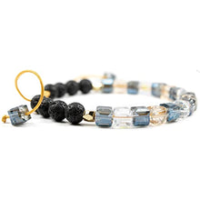 Load image into Gallery viewer, Crystal glass beads bracelet with 6mm lava essential oil diffuser rock, adjustable, for women, gemstone crystal stone bead woman bracelets, women's beaded, anxiety relief sparkly clear healing jewelry
