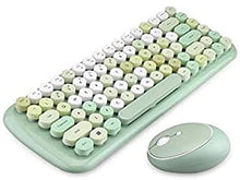Load image into Gallery viewer, RTYEW Wireless Bluetooth Keyboard, 84mixed Color Round Keyboard and Mouse, Retro Round Key Caps, 2.4ghz Wireless Connectionpunk Keyboard, Waterproof
