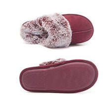Load image into Gallery viewer, Jessica Simpson Women's Comfy Faux Fur House Slipper Scuff Memory Foam Slip on Anti-skid Sole, Burgundy, Large
