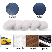 Load image into Gallery viewer, SPTA Wool Cutting Pad, Wool Buffing Polishing Pad Set, 7Pcs 3Inch (80mm) Wool Buffing Wheel for Drill Lambs Wool Hook and Loop for Compound Cutting &amp; Polishing for Car Polisher
